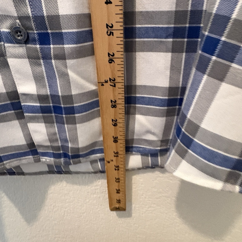 Dixxon Flannel Shirt Mens Large Adams Polishes RINSER White Gray Blue LS - Picture 5 of 16